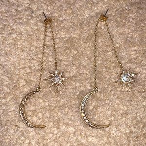 UNIQUE STATEMENT Moon and Star Earrings! 🌙 💫 💎